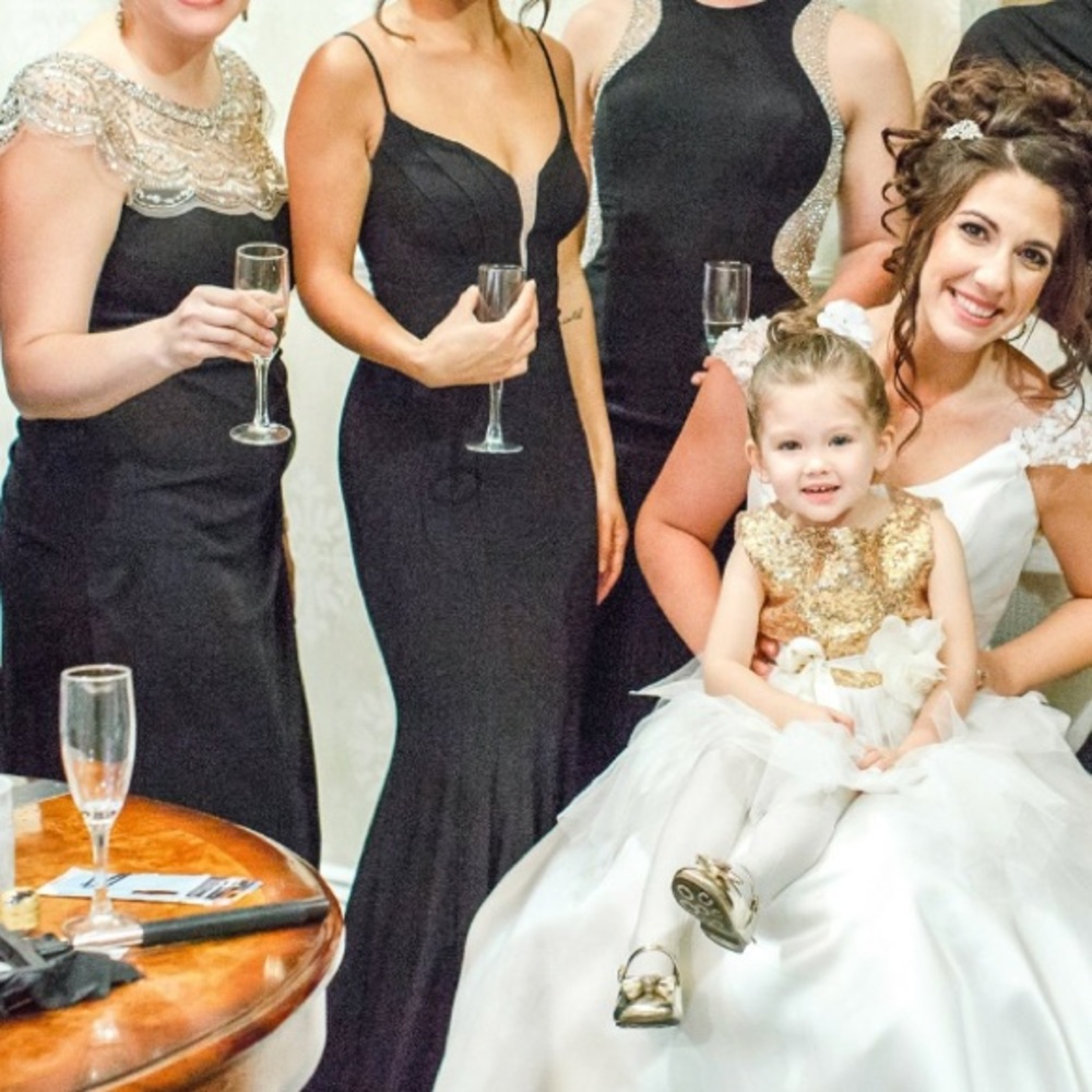 BLOOMINGDALES BRIDESMAID DRESS SIZE 0 black